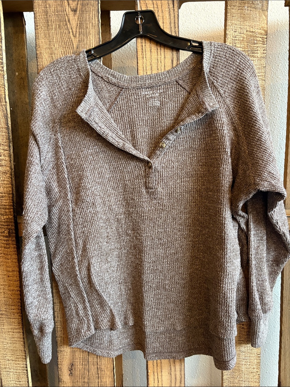 American Eagle Cozy Women's Brown Henley Sweater